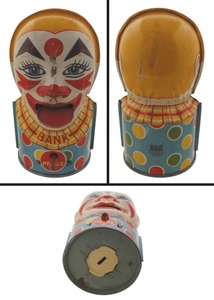 J. Chein & Company, New York, New York: Extra Clean Tin Clown Still Bank