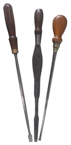 Unmarked: Three Early Type "Turnscrew" Screwdrivers