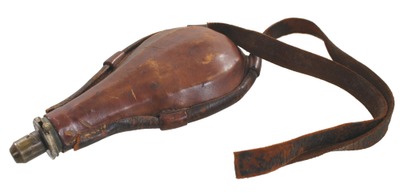Baw, New York: Early Leather Shot Flask