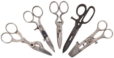 Assorted Makers: Five Pairs Of Early Button Hole Shears