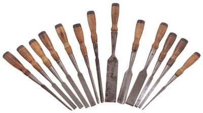 P. Merrill & Company (Hinsdale, New Hampshire): Stepped Set Of Nine Socket Type Chisels
