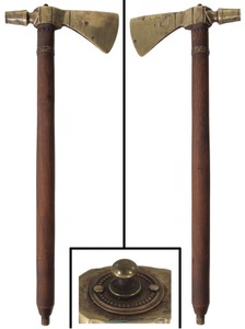 Unmarked: Ceremonial Brass Tomahawk & Pipe