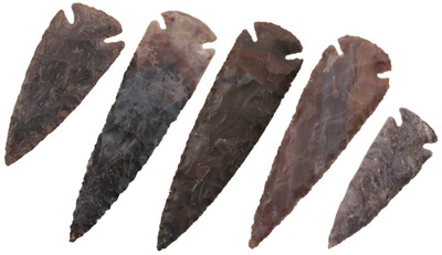 Unmarked: Five Native American Spear Points