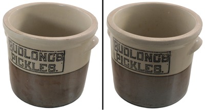 Budlong Pickle Company, Chicago, Illinois: "Budlong Pickles" 2 Gal. Advert. Crock