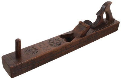 Unmarked: 18th C. Carved & Decorated Jtr. Plane