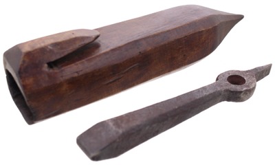 Unmarked: Early Wooden Scythe Stone Hldr.