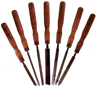 Unmarked: Set Of 7 High Speed Turning Gouges Chisels