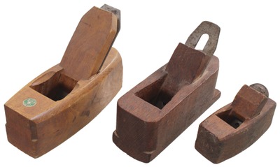 Unmarked: Three Convex Sole Wooden Planes