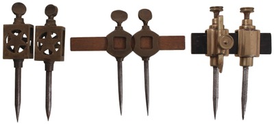 Assorted Makers: Three Pairs Of Brass Trammels