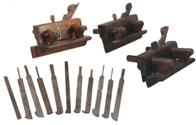 Assorted Makers: Three Unhandled English Plow Planes