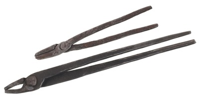 Unmarked: Two Pairs Of Hand Forged B'smith Tongs
