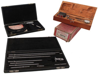 L.S. Starrett Company, Athol, Massachusetts: Three Original Box Machinists' Tools
