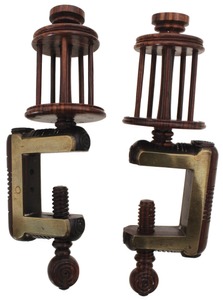 Unmarked: Pair Of R'wood & Brass Winding Spools