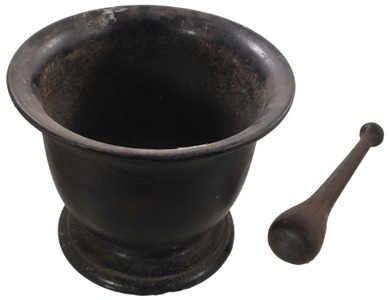 Unmarked: Massive Cast Iron Mortar & Pestle