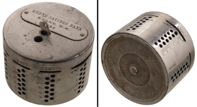 Keene Savings Bank/Keene, N.H.: Early Patent Cylindr Still Bank