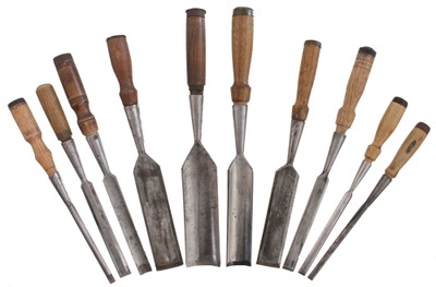 Assorted Makers: Wkg. Set Of Seven Beveldge Chisels