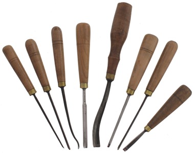 Assorted Makers: Wkg. Set Of Eight Clean Carving Tools