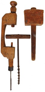 Assorted Makers: Lot Of Three "Primit Ive" Woodworking Too