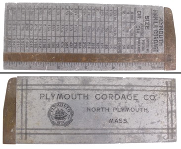 Plymouth Cordage Company, Plymouth, Massachusetts: Manila Cordage Rope Measure Caliper
