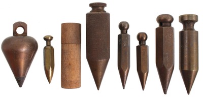 Unmarked: Lot Of Seven Small Brass Plumb Bobs