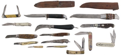 Assorted Makers: Lot Of Fixed And Folding Knives