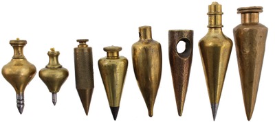 Unmarked: Lot Of Eight Small Brass Plumb Bob