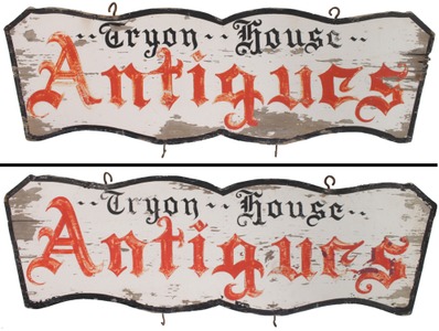 Tryon House Antiques: Orig. Dbl. Sided Wooden Sign
