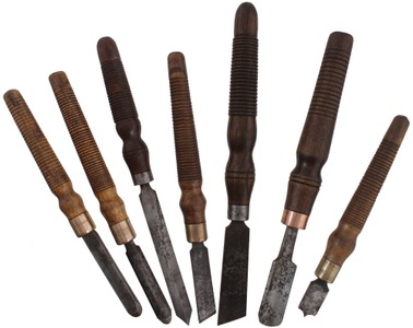 Assorted Makers: Wkg. Set Of Seven Turning ChiselsGouges