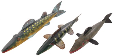 Robert Lindner, Clarence, New York: Three Upper Michigan Spear Fishing Decoys