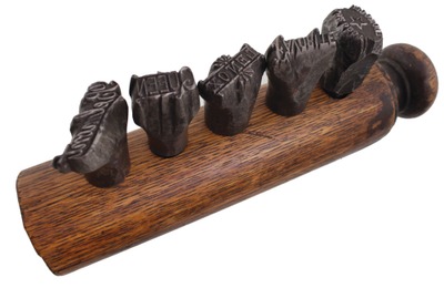 Unmarked: Set Of Five Leather Marking Stamps