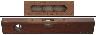 Goodell Pratt Company, Greenfield, Massachusetts: Ten-Inch Mahogany Plumb & Level