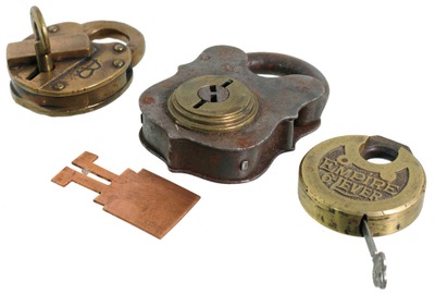 Assorted Makers: Lot Of Three Early Type Padlocks