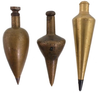 Unmarked: Three Early Brass Plumb Bobs