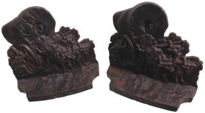Cincinnati Artistic Iron Works/Ci: Pair Of Cast Iron "Trekking West" Book