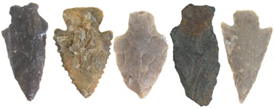 Unmarked: Lot Of Five Arrow Points