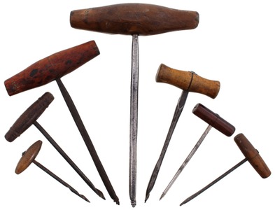 Assorted Makers: Wkg. Set Of Seven Shell Type Gimlets