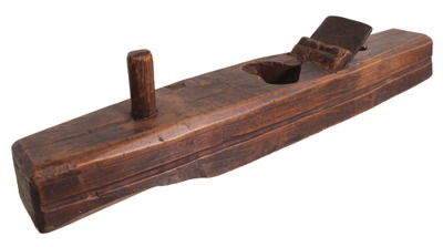 Unmarked: Early Boat Shape Wooden Benchplane