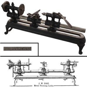 John W. Post, New York, New York: Early Patent Metal Lathe