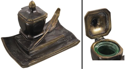 Kronheimer & Oldenbusch/N.Y., Ny: Early 19th C. Cast Brass Inkwell