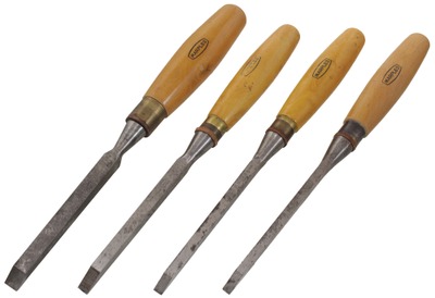 William Marples & Sons, Sheffield, England: Stepped Set Of Four B'wood Handle Chisel