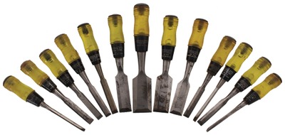 Stanley Tools, No. 60: Lot Of 13 Plastic Handle Chisels