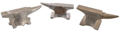Assorted Makers: Three Nickel Plated Advertising Anvils