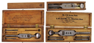 S.W. Card, Mansfield, Massachusetts: Three Early Type Tap And Die Sets