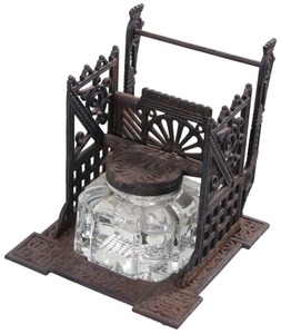 Unmarked: 19th C. Cast Iron Inkwell