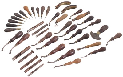 Assorted Makers: Lot Of Early Type Leather Tools
