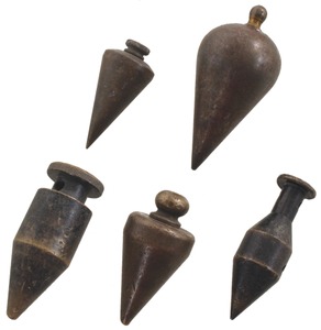 Unmarked: Lot Of Five Small Brass Plumb Bob