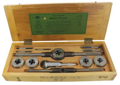 Mayhew Steel Production Company, Shelburne Falls, No. 4200: "Screw Plate" Set Of Taps & Die Stock