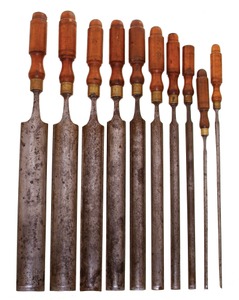 L. & I.J. White, Buffalo, New York: Rare Set Of Ten Pattern Mkrs. Gouges