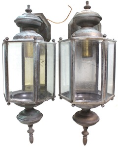 Unmarked: Pair Of Early 20th C Elec. Entry Lamps