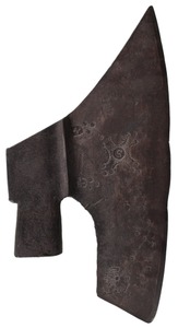Unmarked: Early 15" Decorated "Goosewing" Axe
